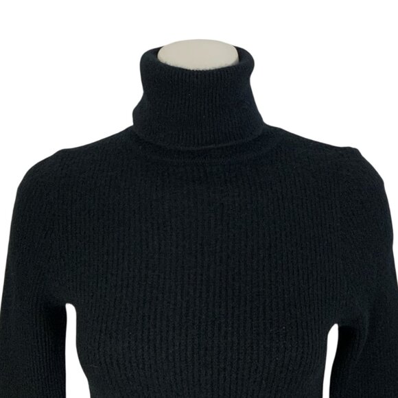 Zimmermann Fringed Cashmere Wool Sweater ZS/2 US/M Black Turtleneck SHRINKAGE - Picture 7 of 12